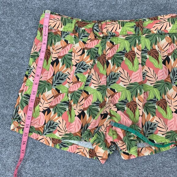 Loft Ann Taylor Shorts Womens L Large Jungle Palm Print Belted Pleated Pockets - Picture 6 of 12